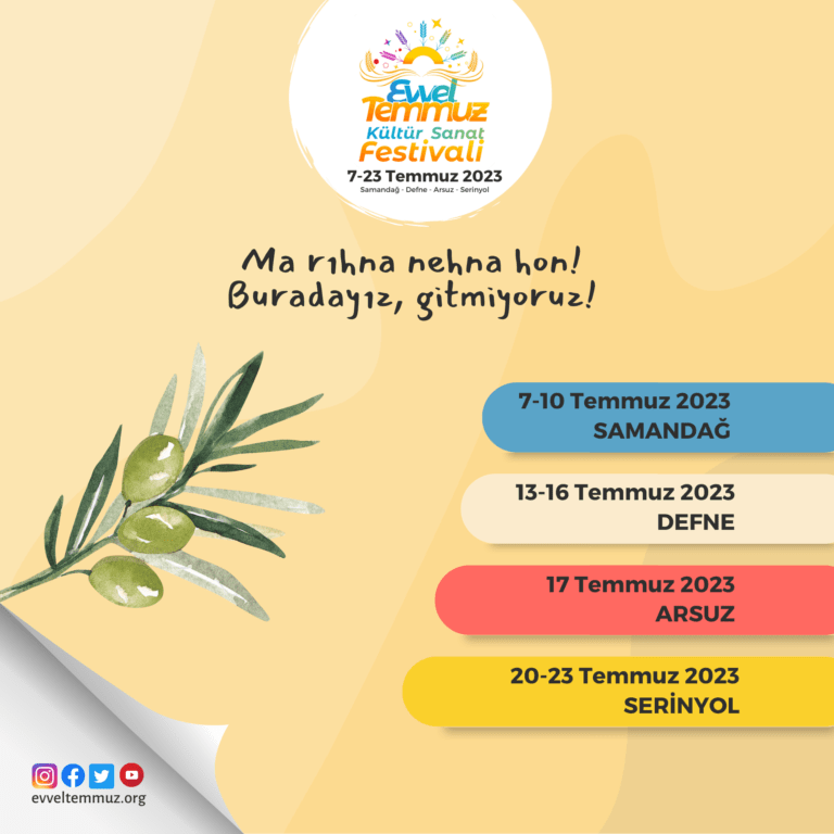 hatay'daki evvel temmuz kültür sanat festivalinin ilçe program tarihleri